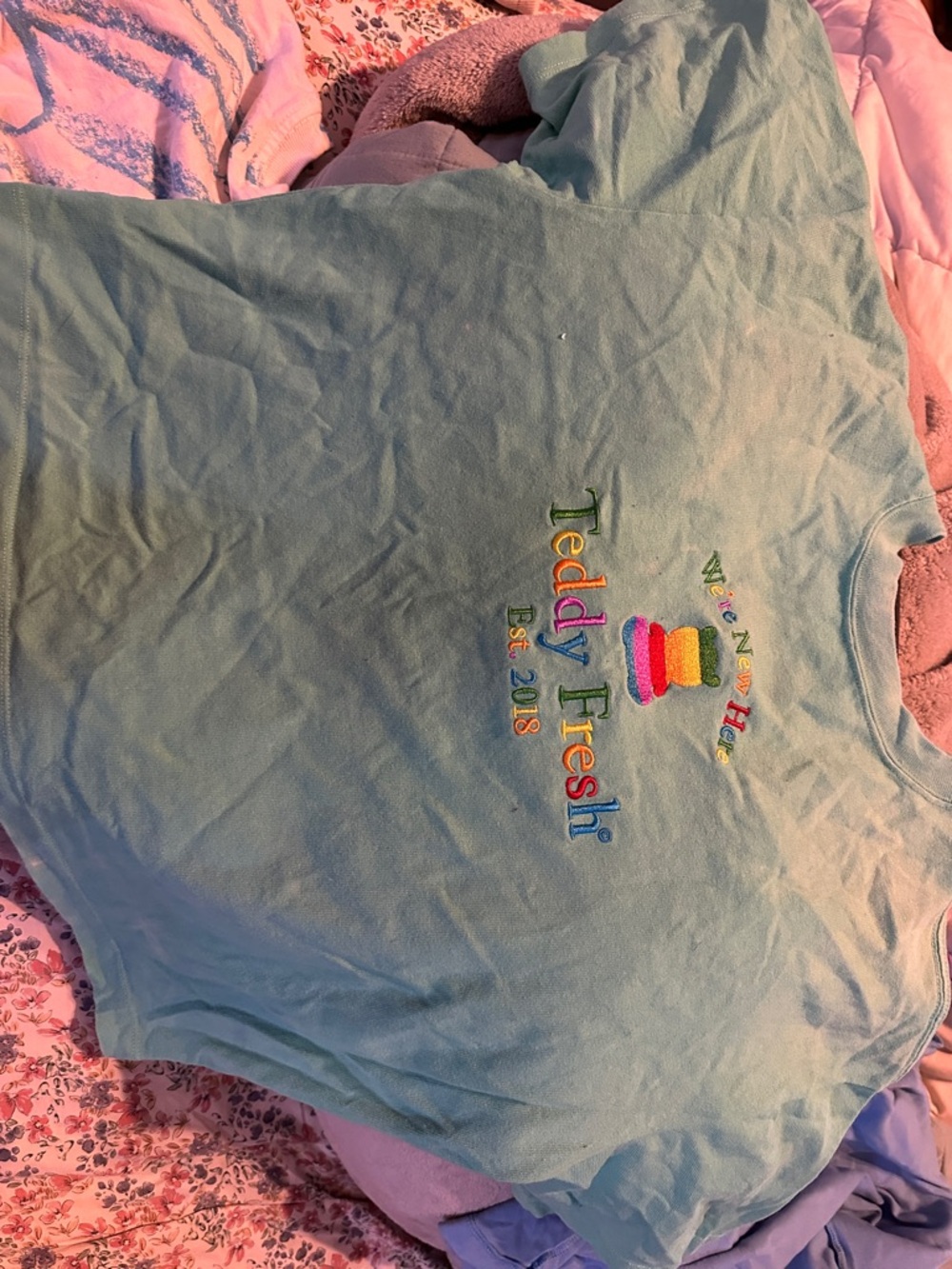 Teddy Fresh teal Embroidered Logo Tee